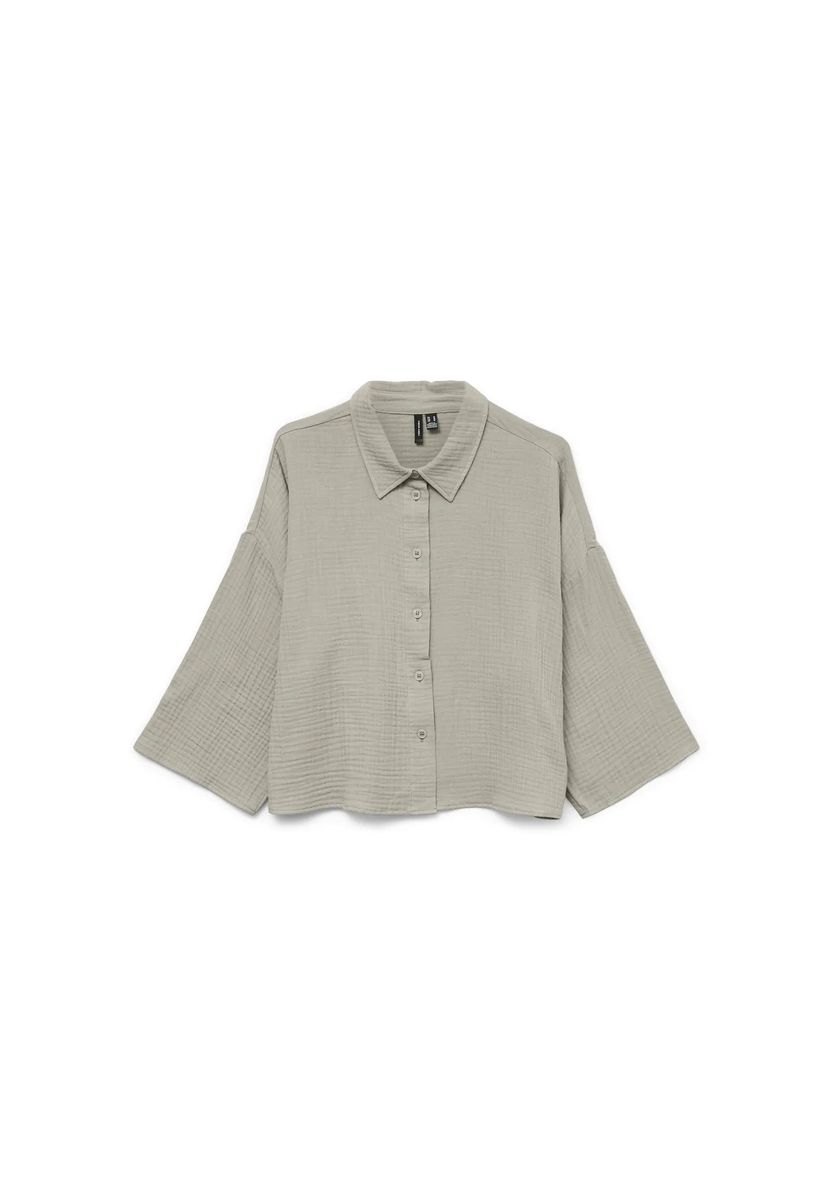 Strukturierte Muslin-Bluse mit weiten Ärmeln