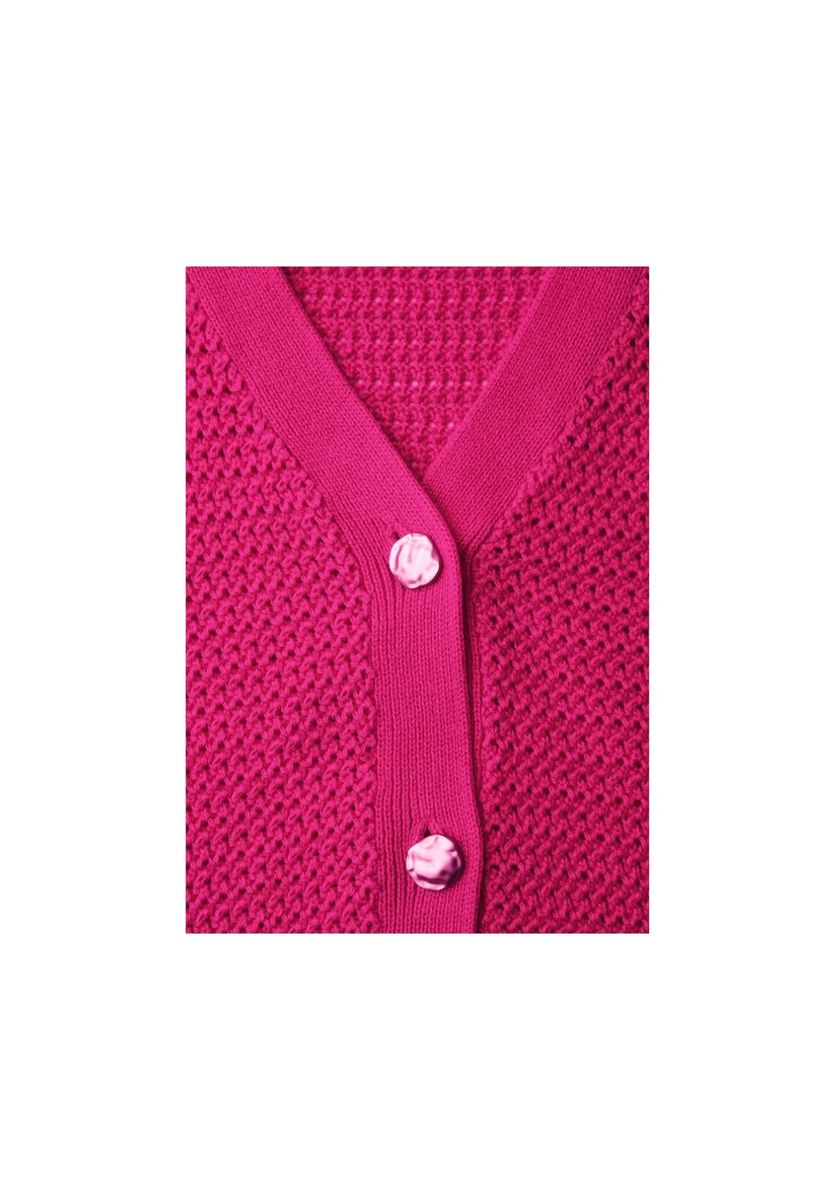 Strukturierte Kurzarm-Strickjacke mit V-Ausschnitt