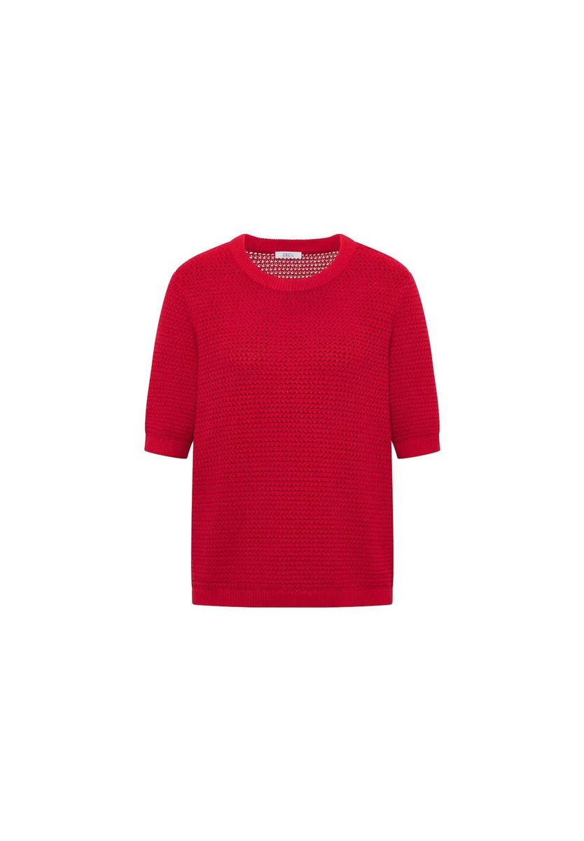 Strukturierter Kurzarm-Strickpullover