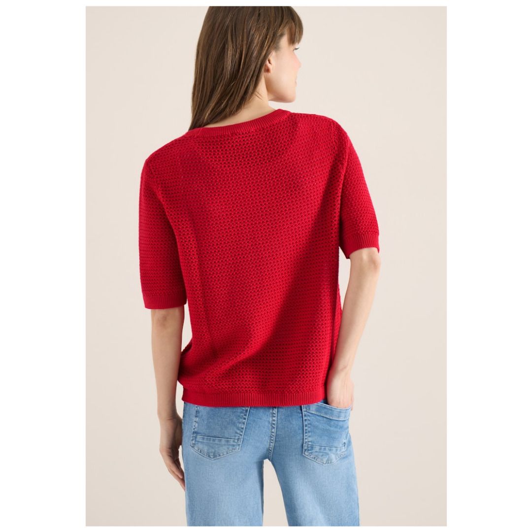 Strukturierter Kurzarm-Strickpullover