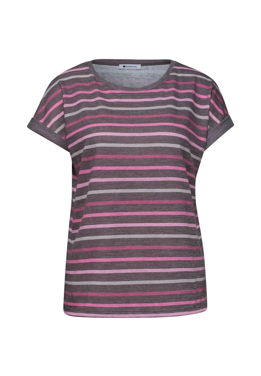 Gestreiftes T-Shirt in Leinenoptik