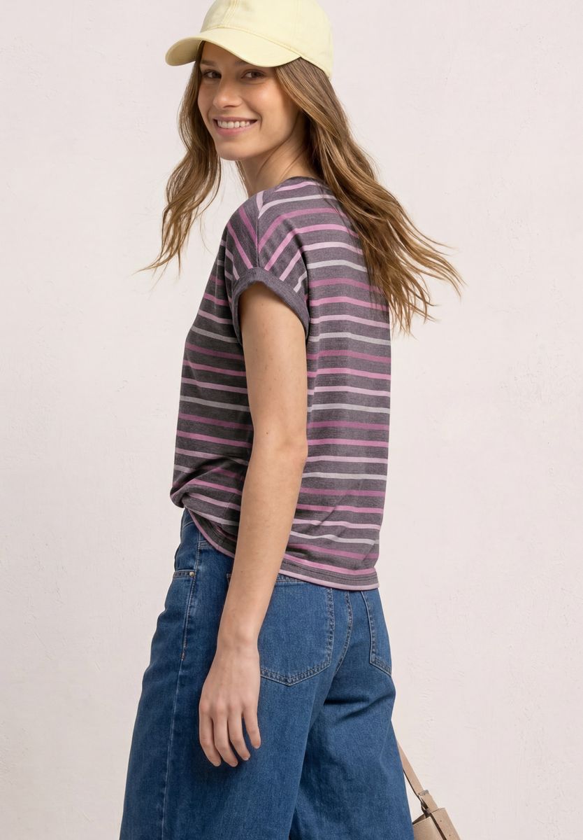 Gestreiftes T-Shirt in Leinenoptik