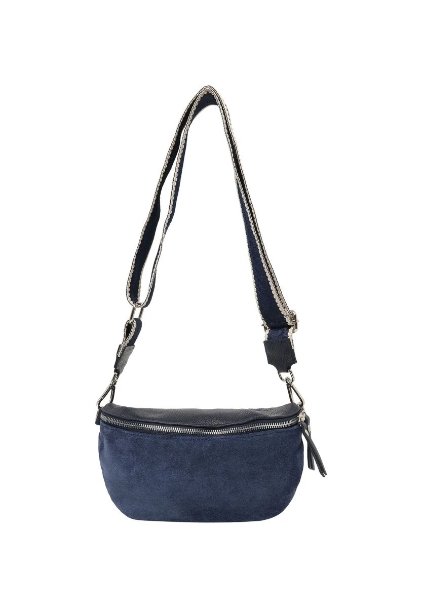 Wildleder-Gürteltasche mit gemustertem Gurt