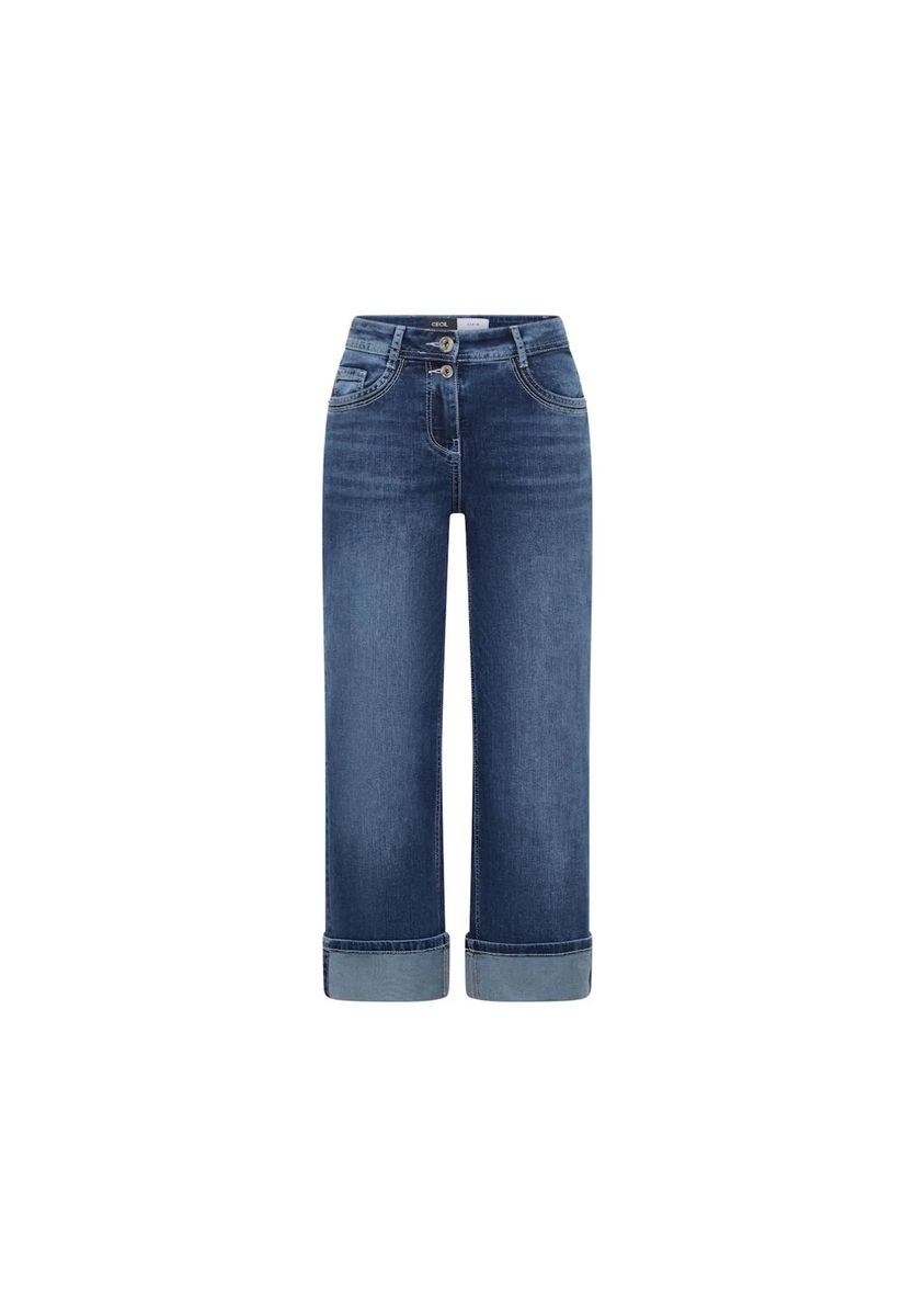 Moderne Wide-Leg-Jeans mit Umschlag