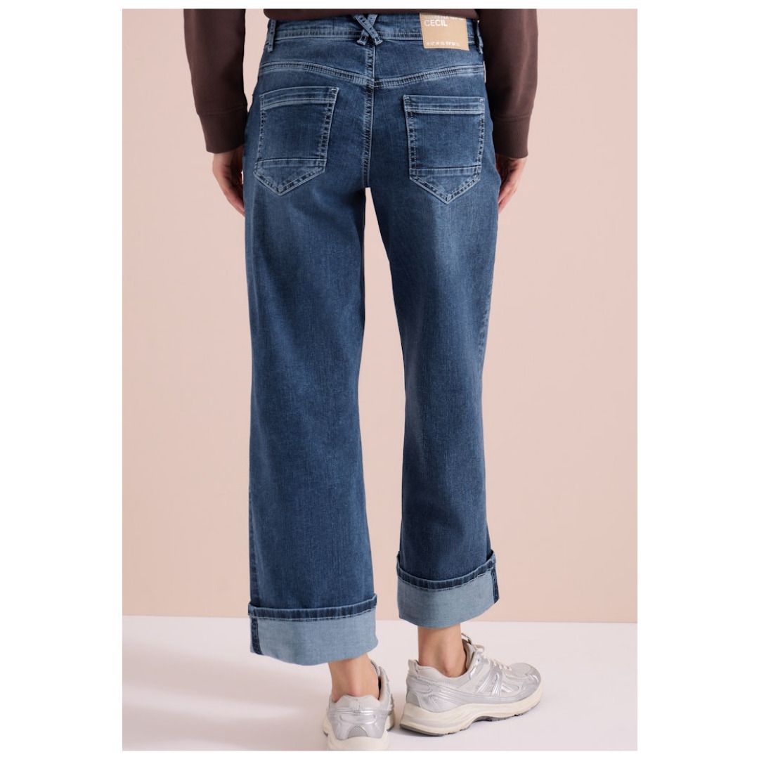 Moderne Wide-Leg-Jeans mit Umschlag