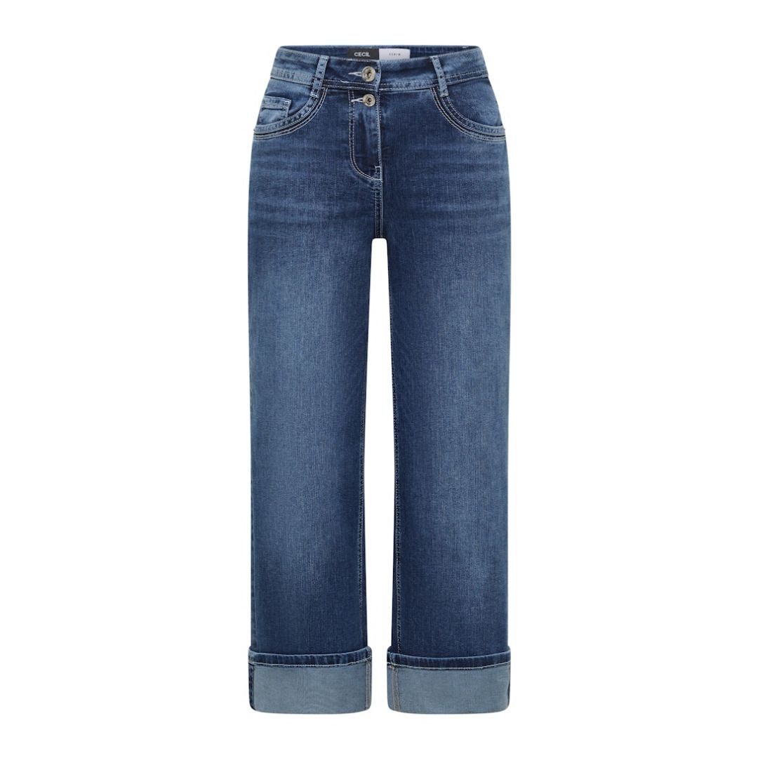 Moderne Wide-Leg-Jeans mit Umschlag