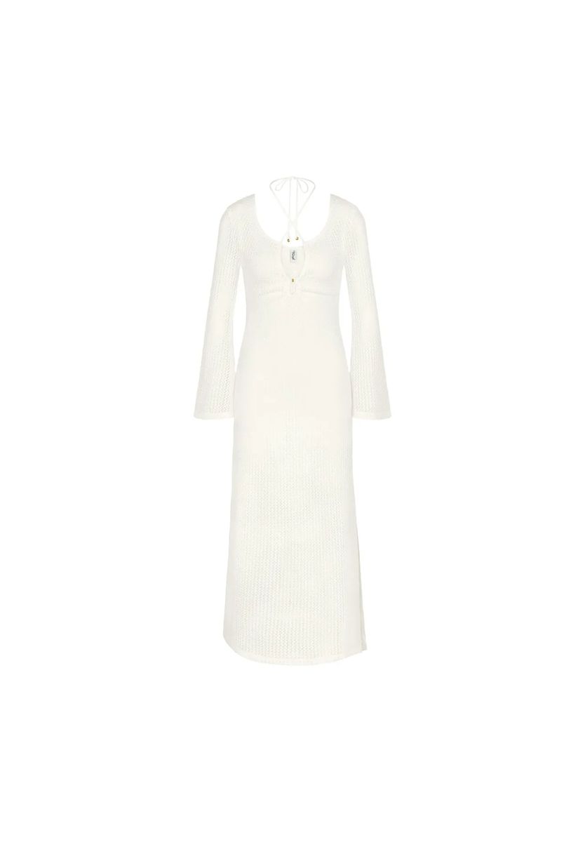 Transparentes Häkelstrick-Maxikleid für den Strand