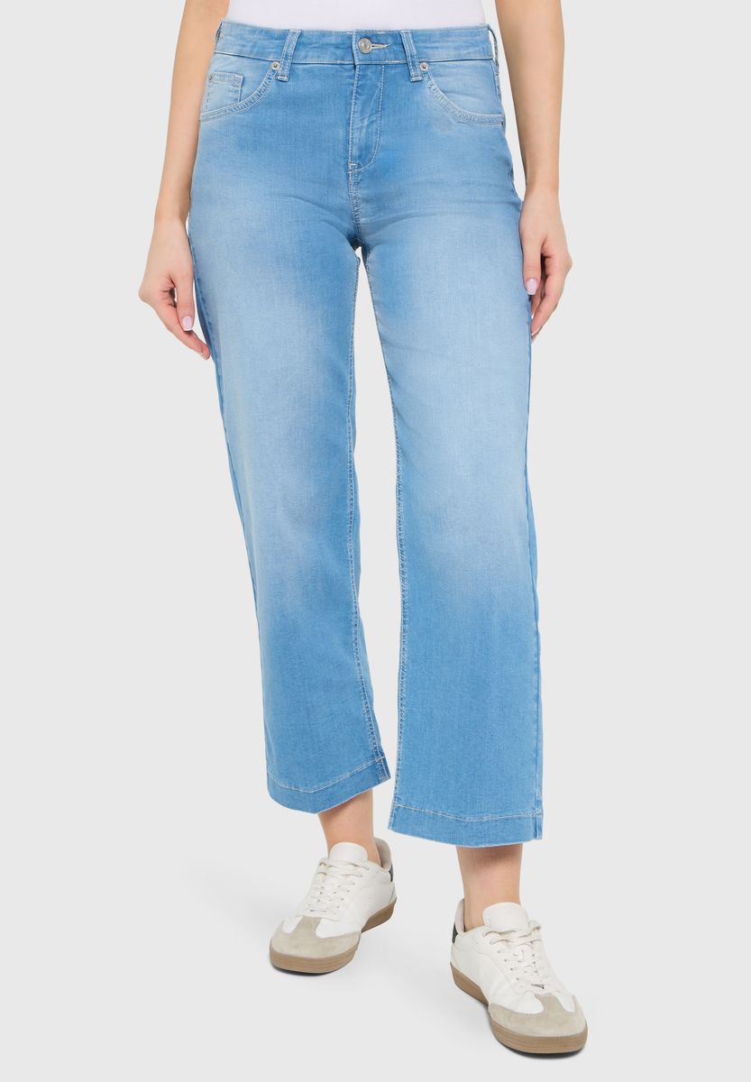 Weite Cropped-Jeans mit hohem Bund