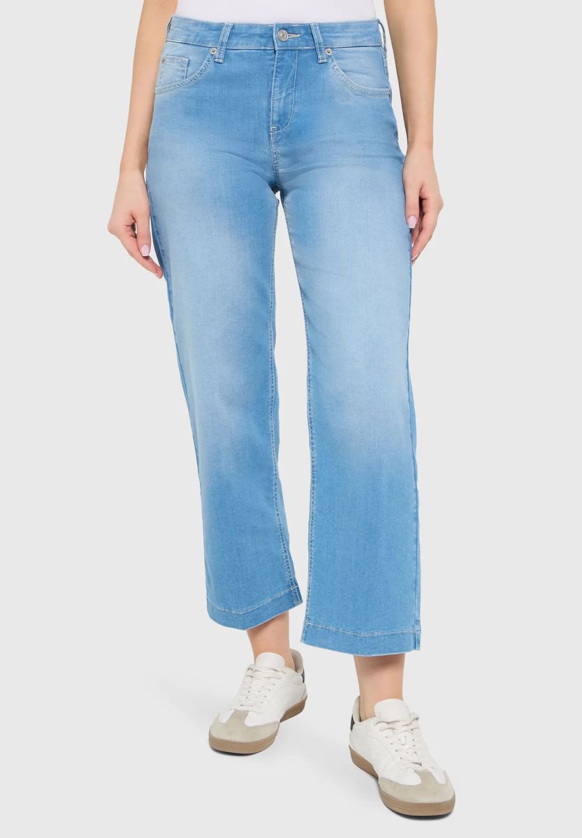 Weite Cropped-Jeans mit hohem Bund