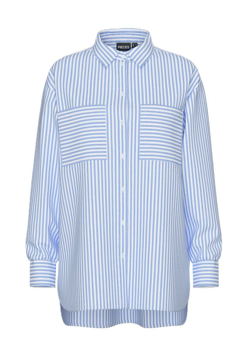 Gestreifte Oversize-Bluse mit Brusttaschen