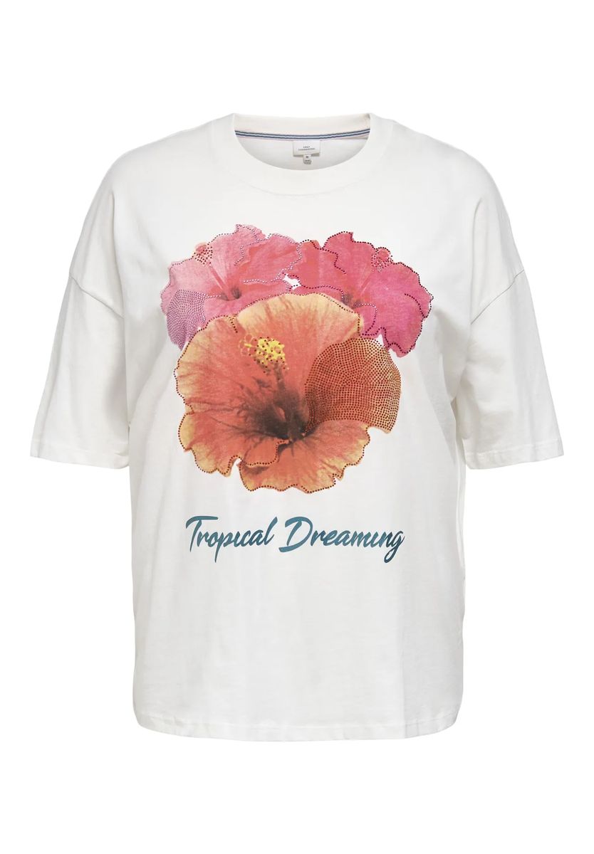 T-Shirt mit tropischem Hibiskus-Print