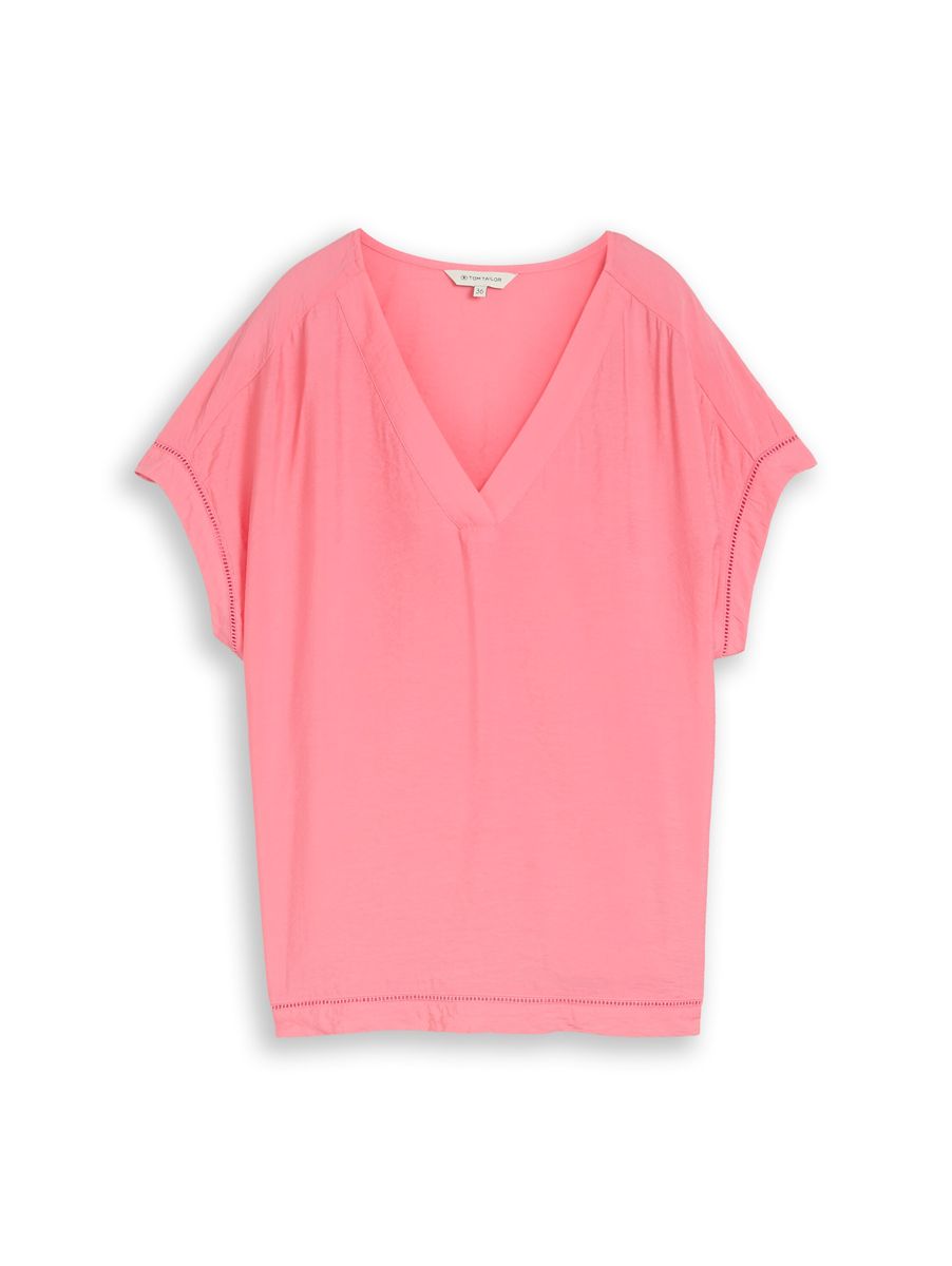 Bluse mit V-Ausschnitt und Lochmuster