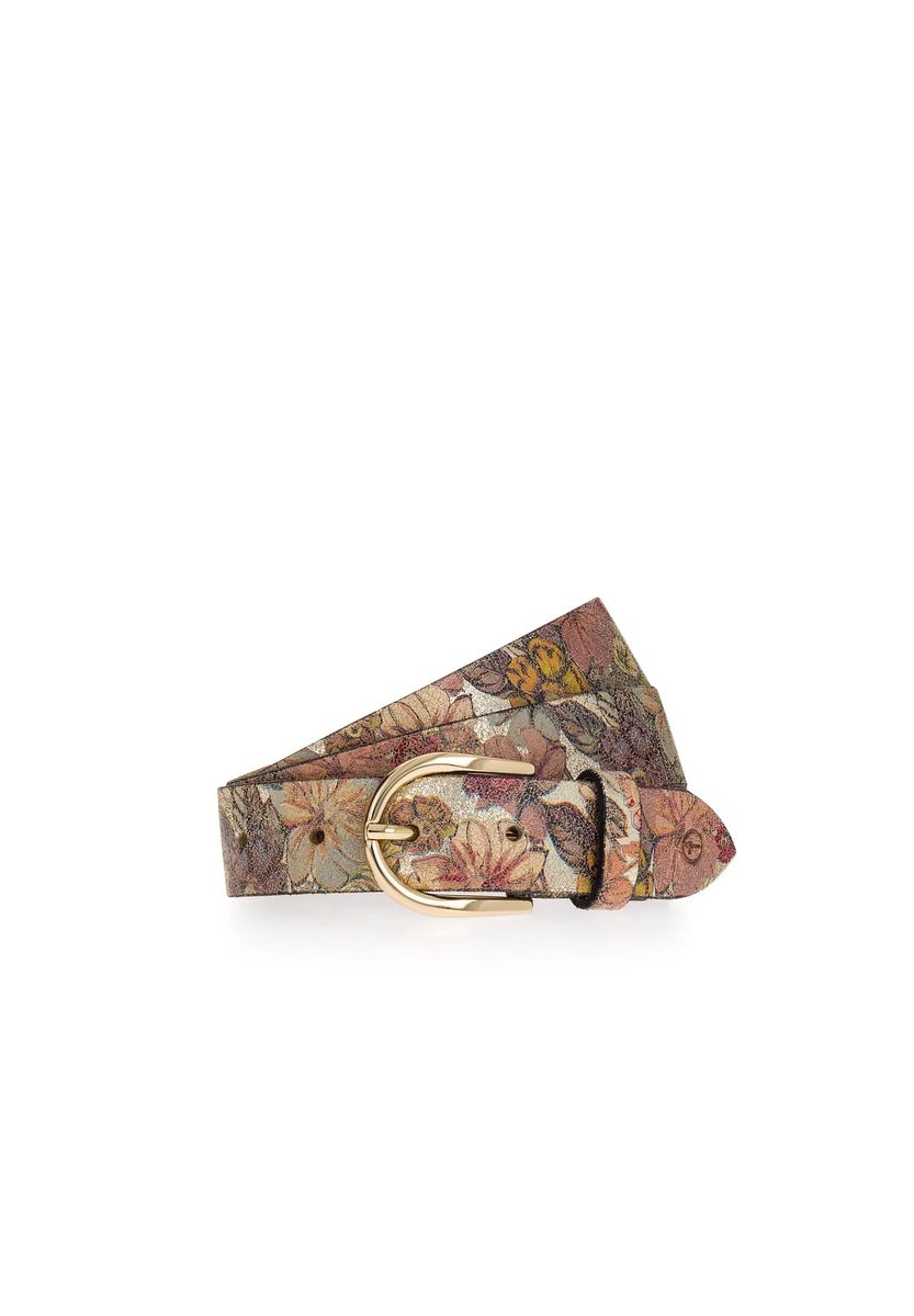 Floral gemusterter Gürtel mit Goldschnalle