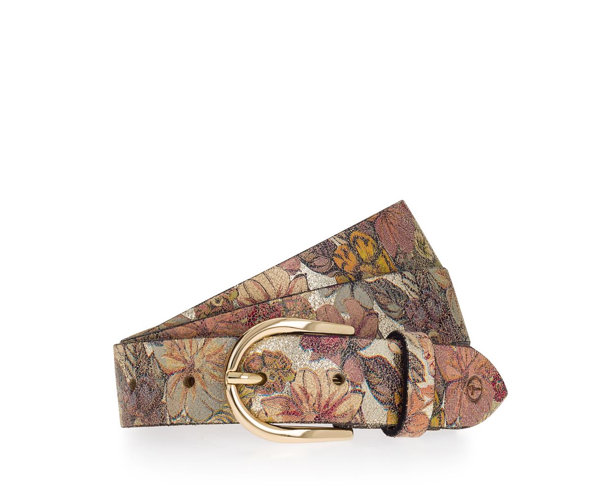 Floral gemusterter Gürtel mit Goldschnalle