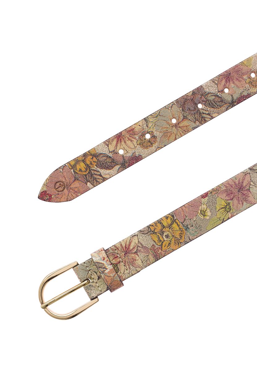 Floral gemusterter Gürtel mit Goldschnalle