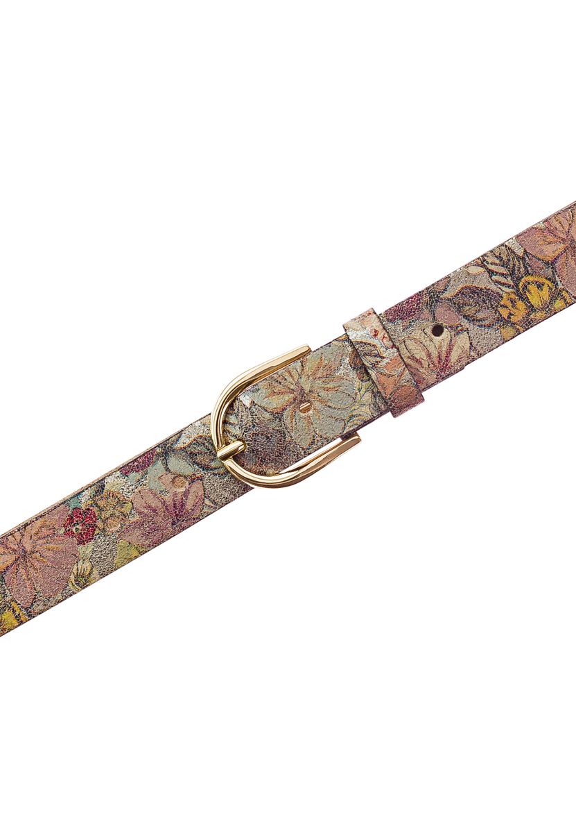 Floral gemusterter Gürtel mit Goldschnalle