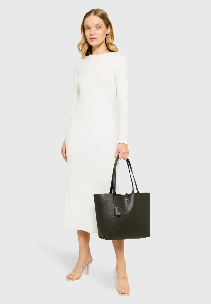 Klassische genarbte Shopper-Tasche aus Kunstleder