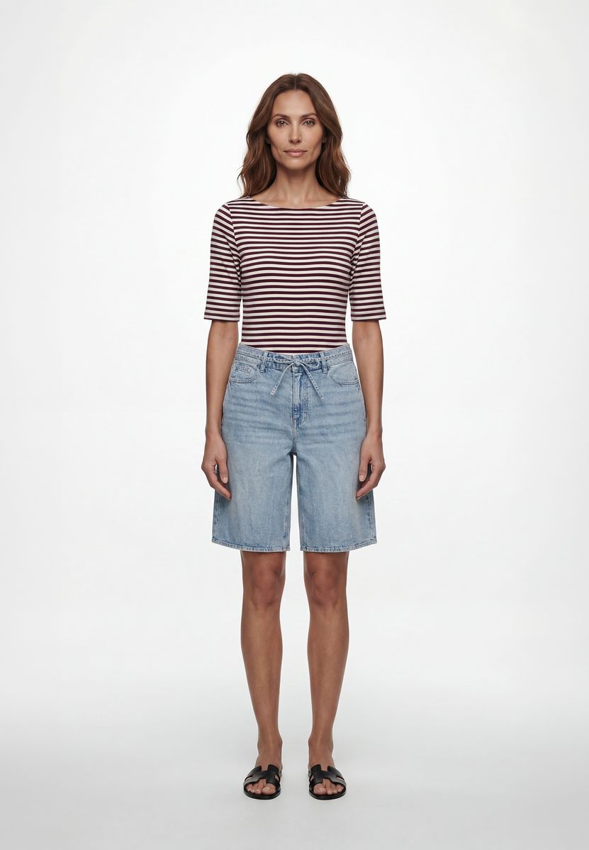 Denim-Bermuda-Shorts mit Bindegürtel