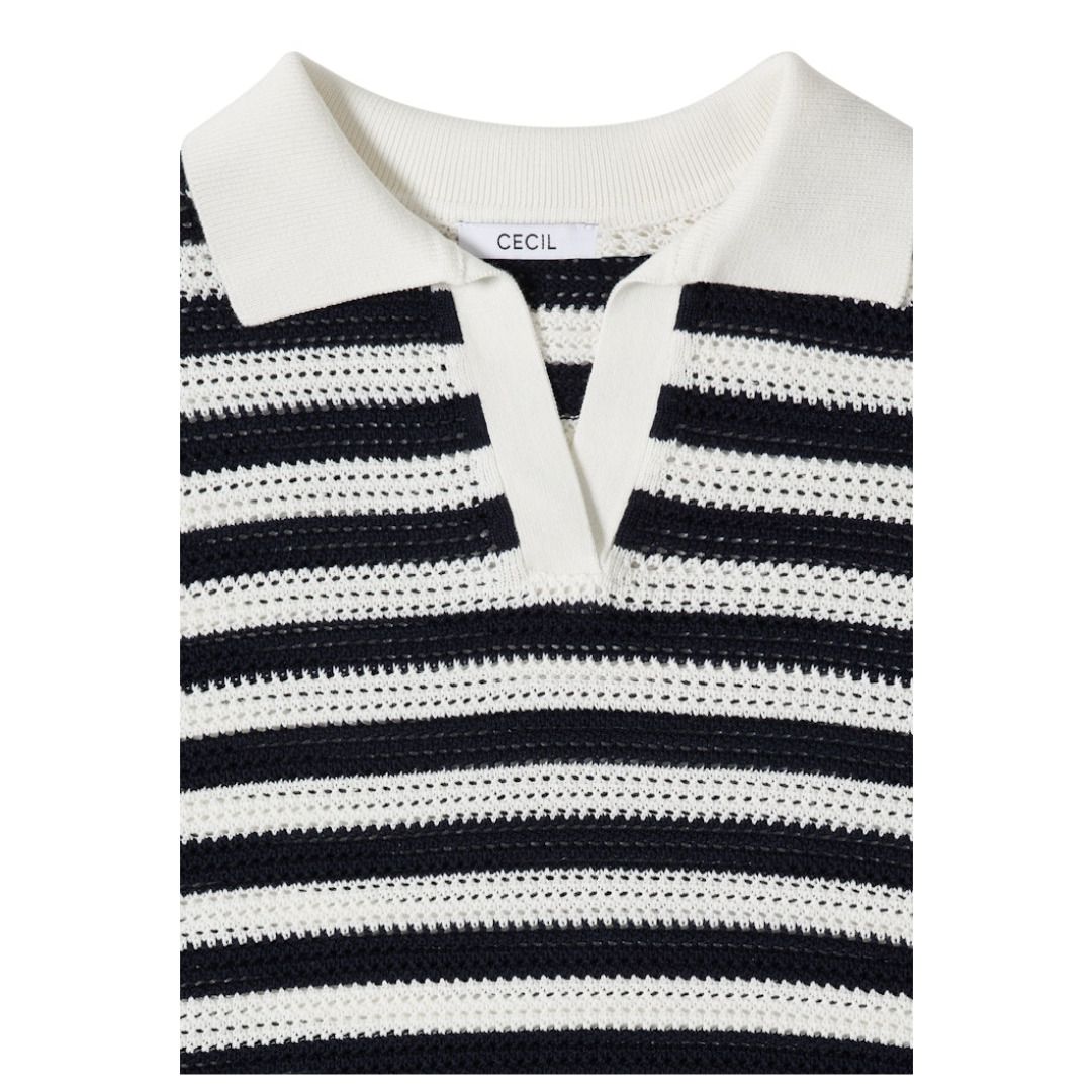 Gestreiftes Poloshirt in Mesh-Optik
