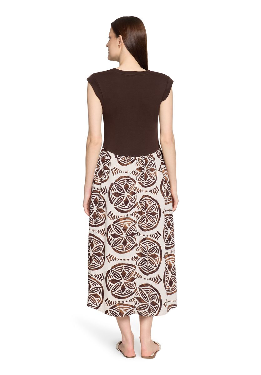 Gemustertes Mixed-Media Midi-Kleid
