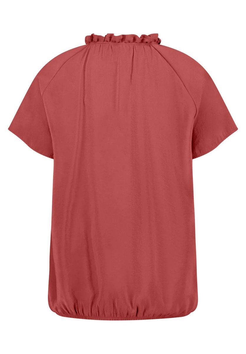 Kurzärmelige Shirtbluse mit Rüschenkragen