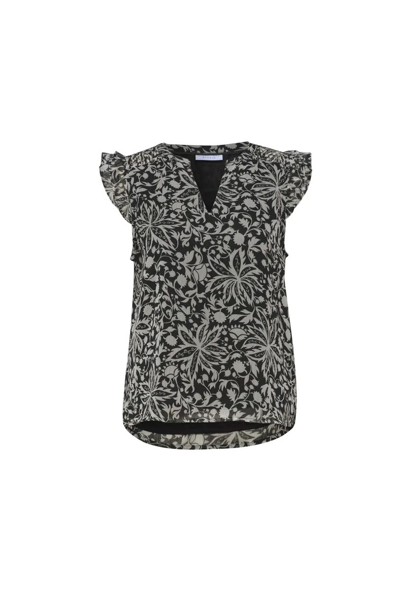Ärmellose V-Ausschnitt Bluse mit Blumenmuster