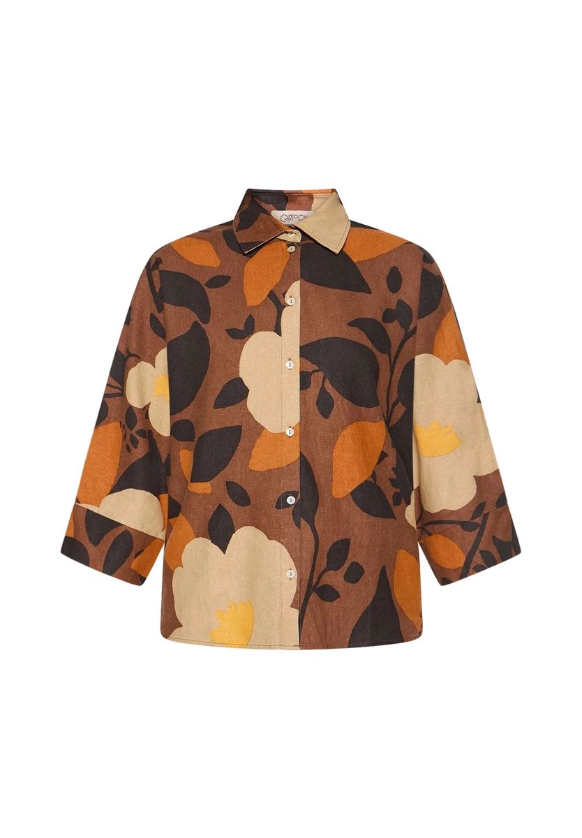Florale Bluse aus Leinenmischung