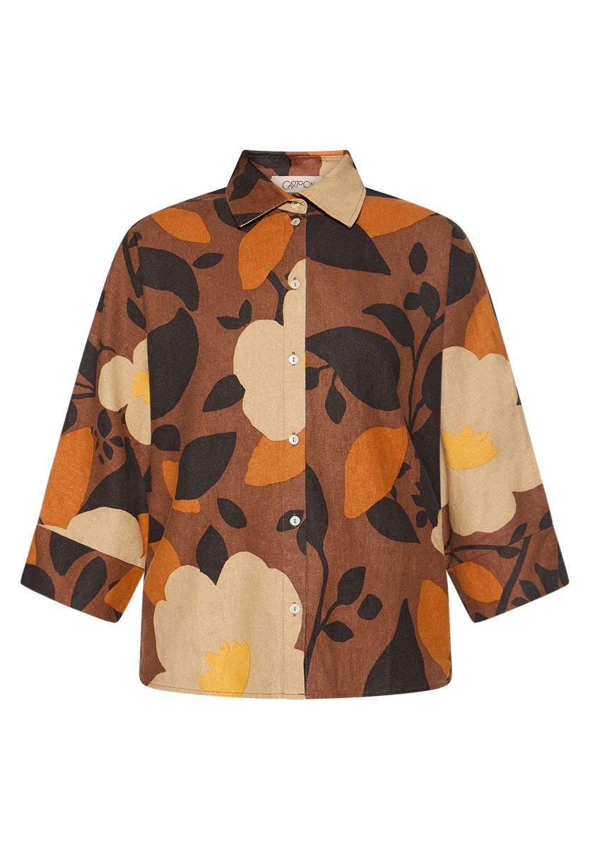 Florale Bluse aus Leinenmischung