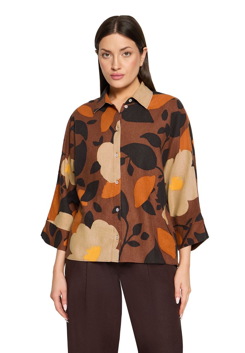 Florale Bluse aus Leinenmischung