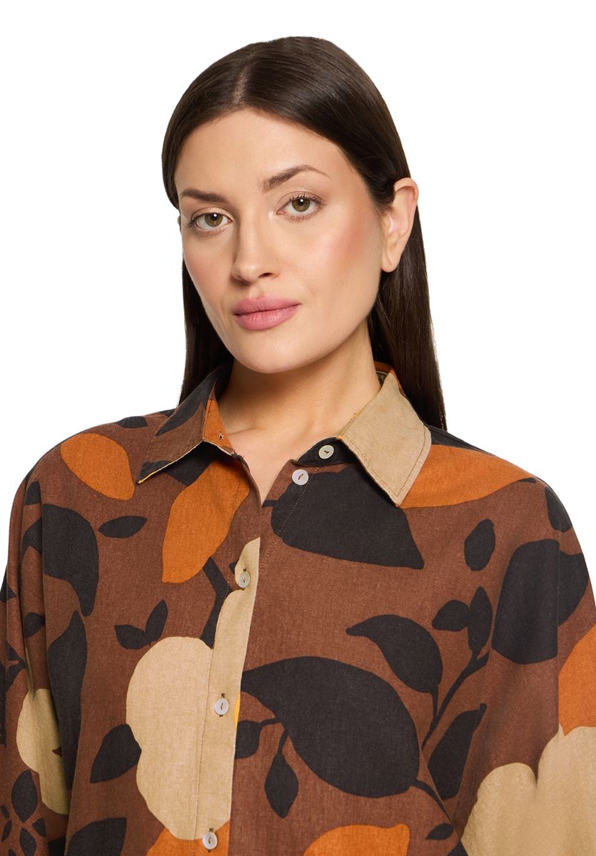 Florale Bluse aus Leinenmischung