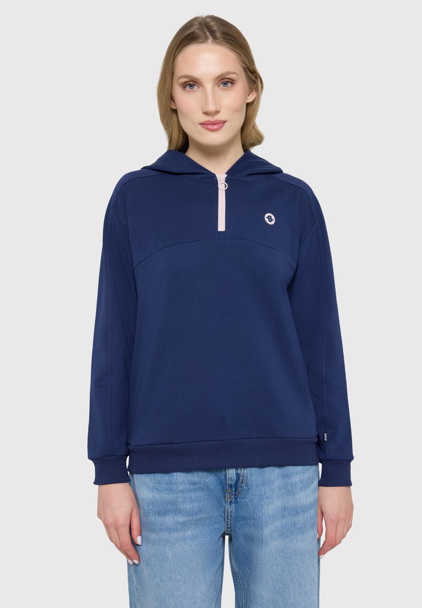 Kapuzenpullover mit Viertel-Reißverschluss und Logo