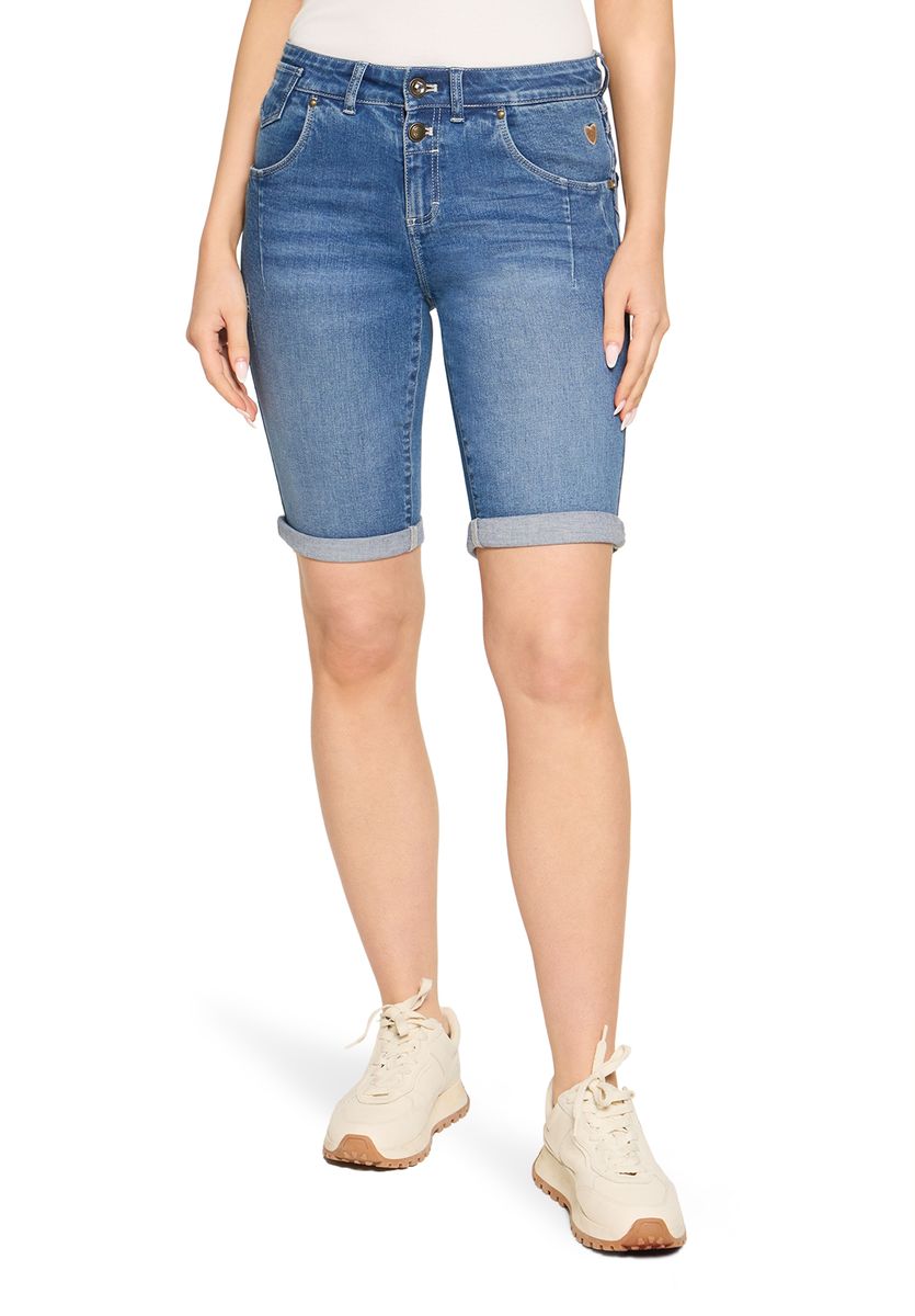 Schmal geschnittene Denim Bermuda-Shorts