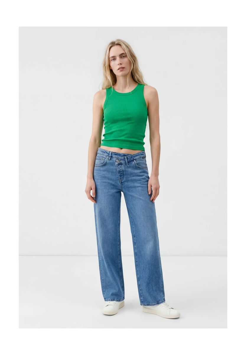 Essentielles geripptes Rundhals-Top
