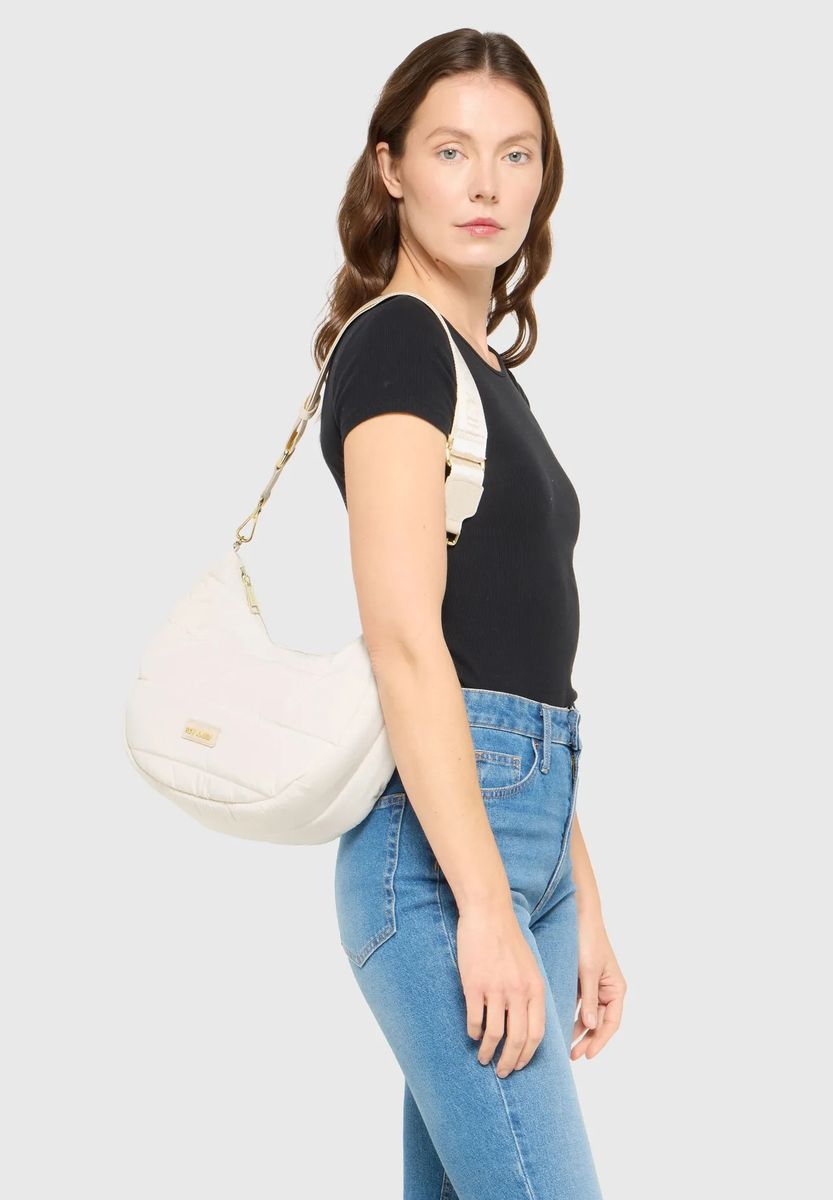 Gesteppte Nylon-Halbmondtasche