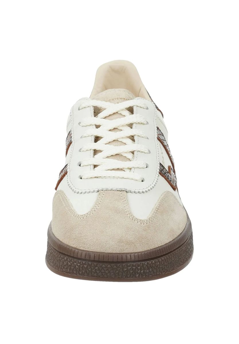 Retro-Leder-Sneaker mit Schlangenprint