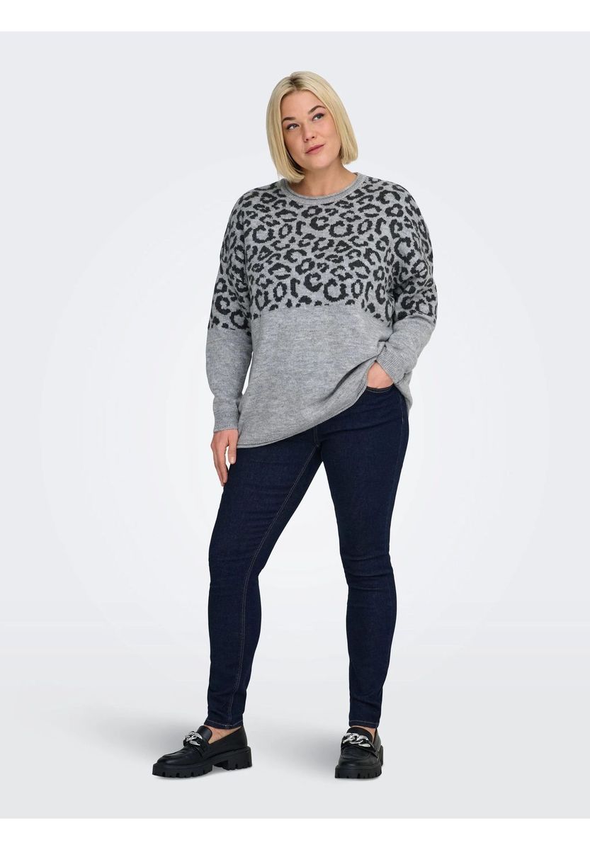 Pullover mit Leopardenmuster Farbblock
