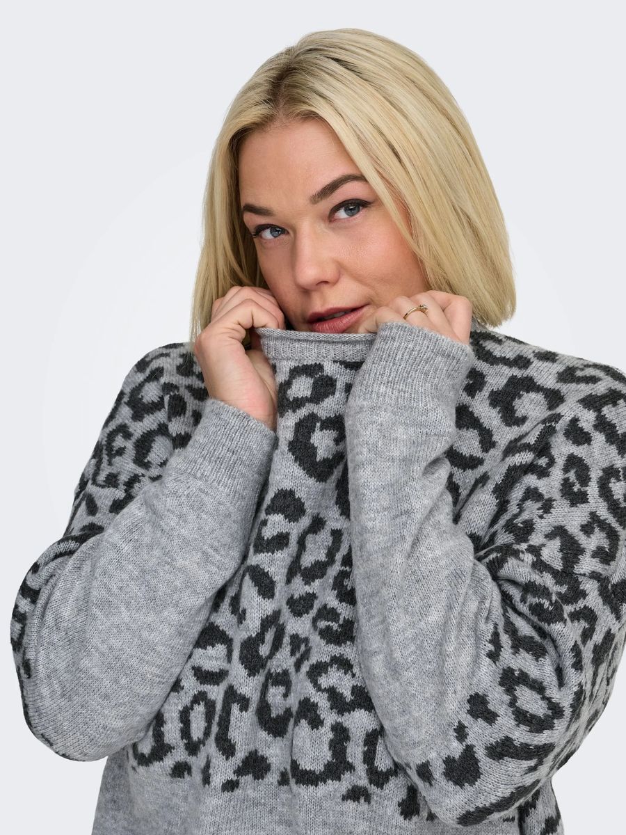 Pullover mit Leopardenmuster Farbblock