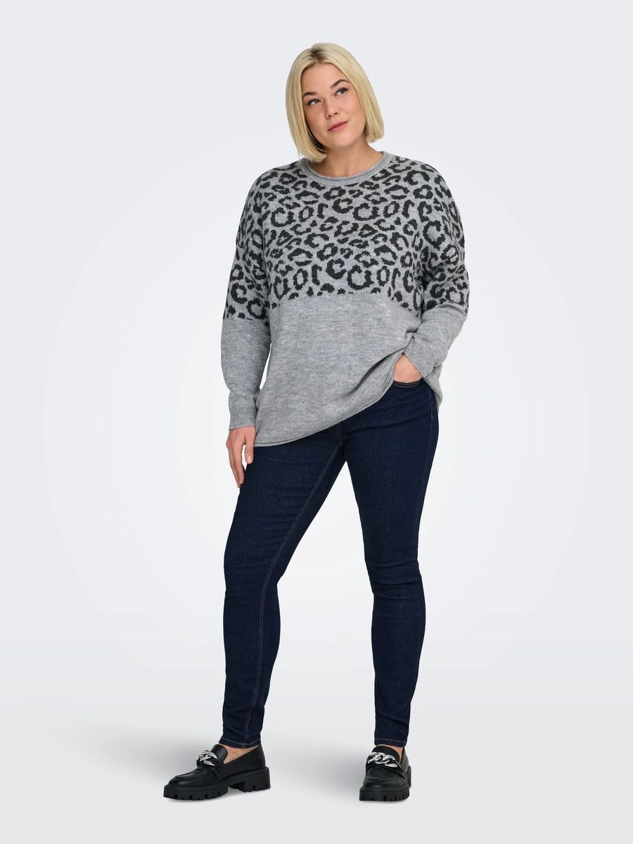 Pullover mit Leopardenmuster Farbblock