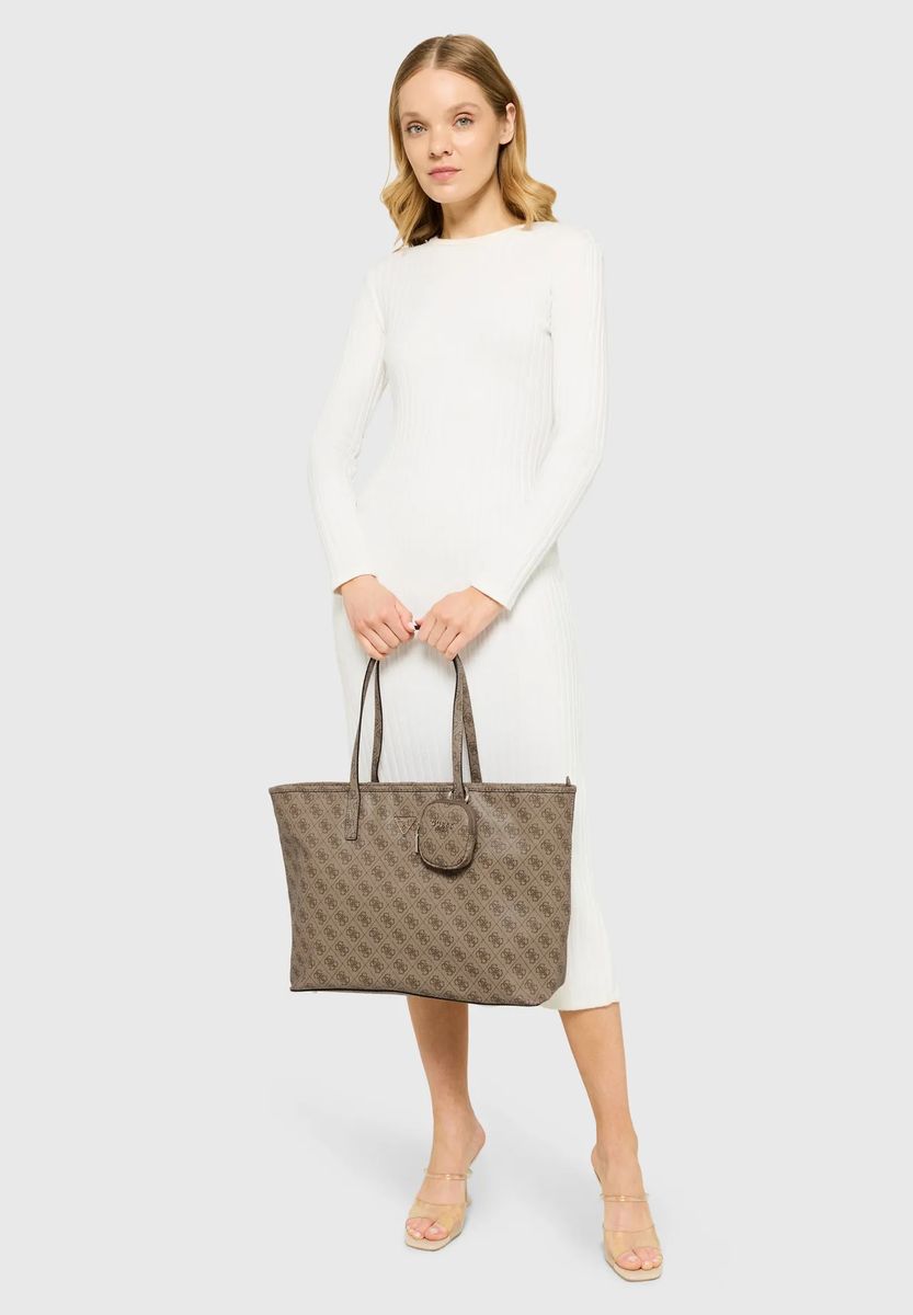 Shopper aus Kunstleder mit Logomuster