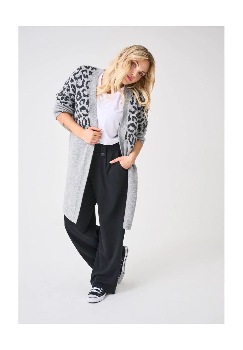 Langer Cardigan mit Tiermuster