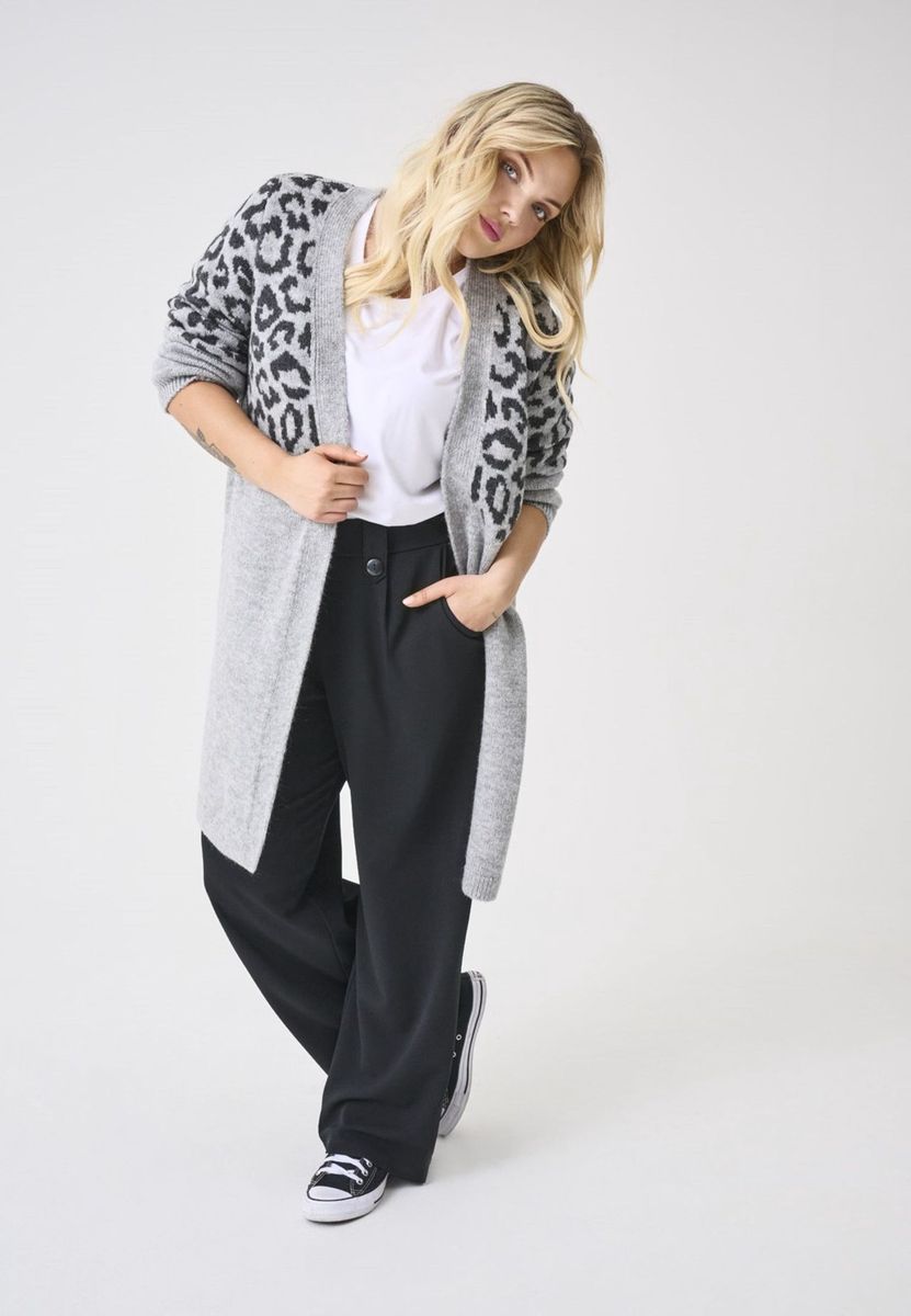 Langer Cardigan mit Tiermuster