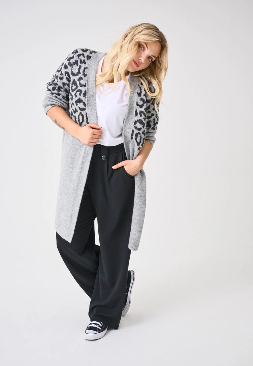 Langer Cardigan mit Tiermuster