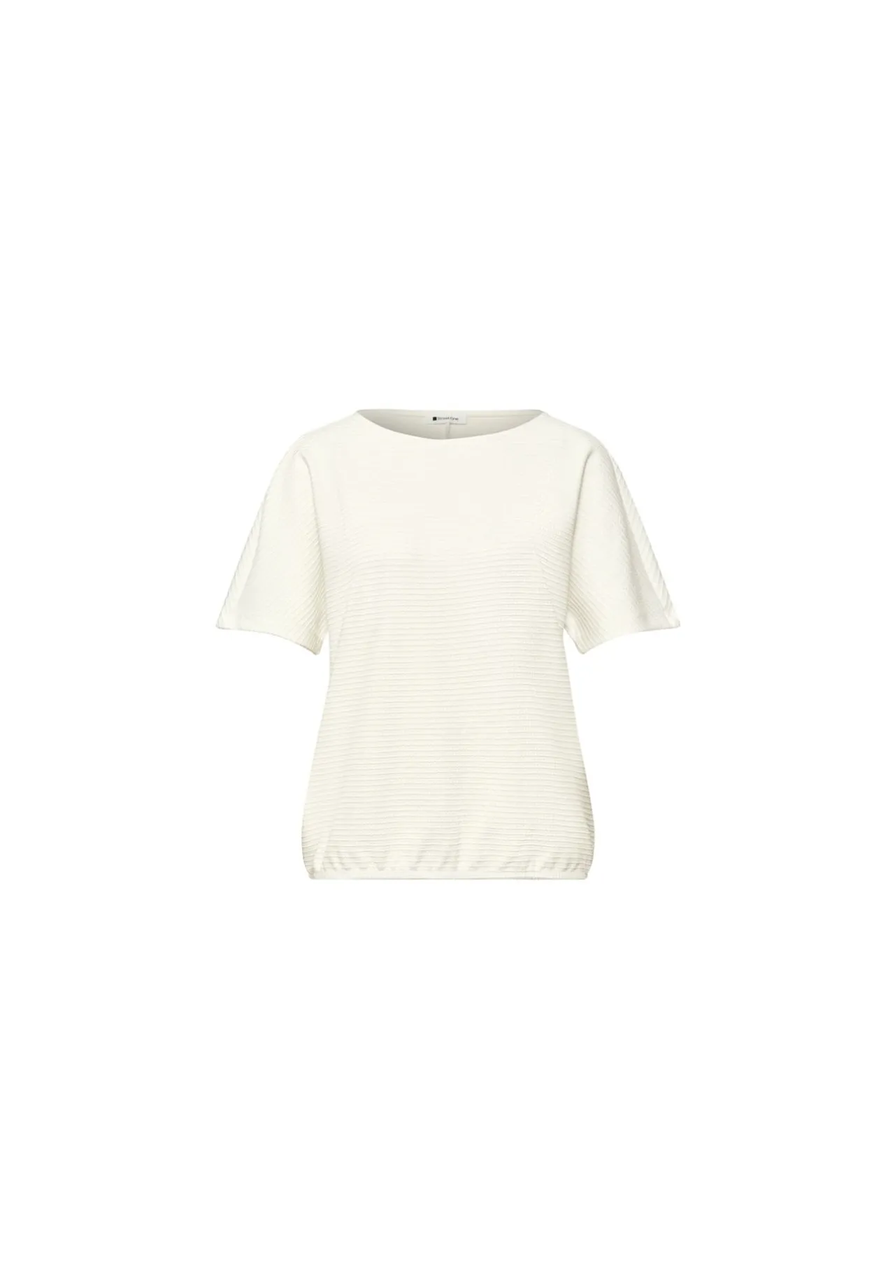 Strukturiertes Shirt mit U-Boot-Ausschnitt
