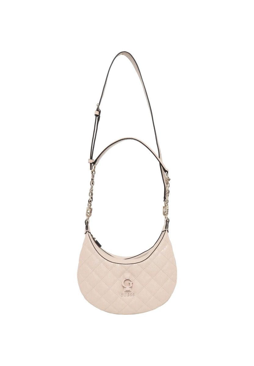 Gesteppte Kunstleder-Tasche in Halbmondform