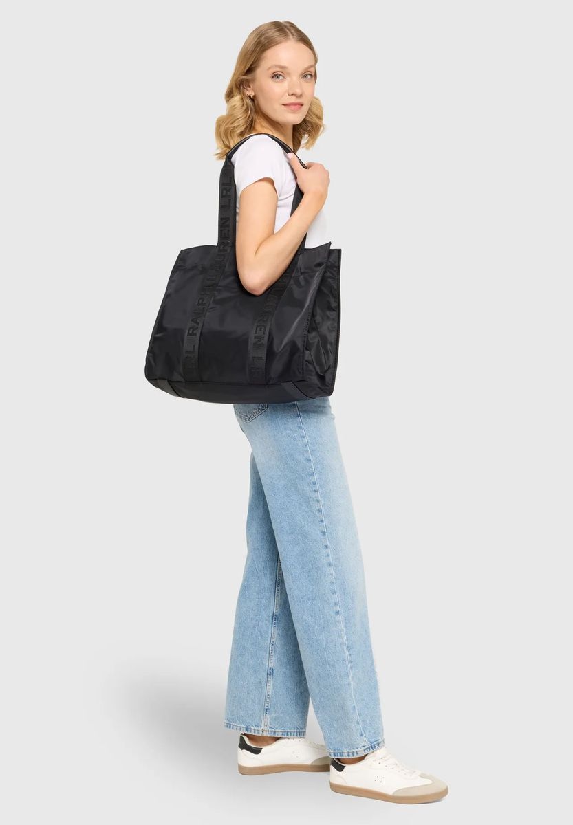 Minimalistischer Nylon-Shopper mit Emblem