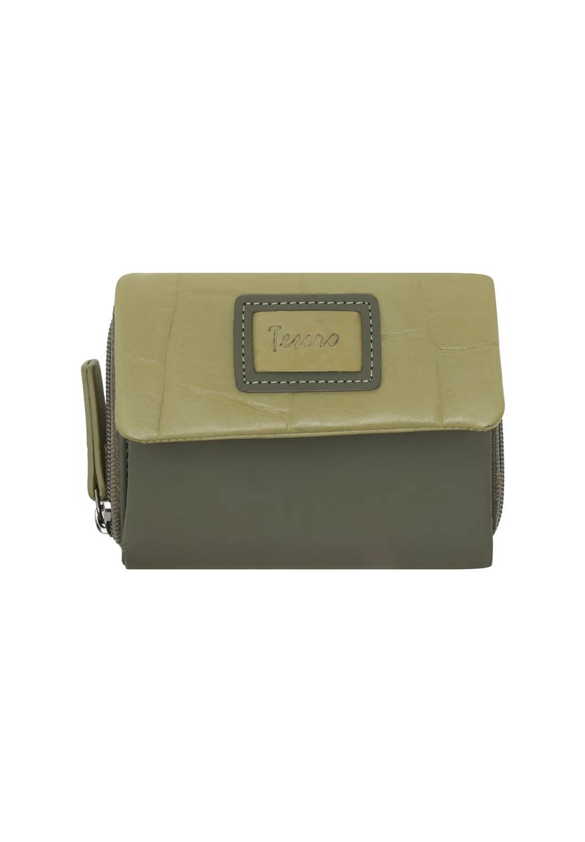 Leder-Brieftasche mit Krokoprägung
