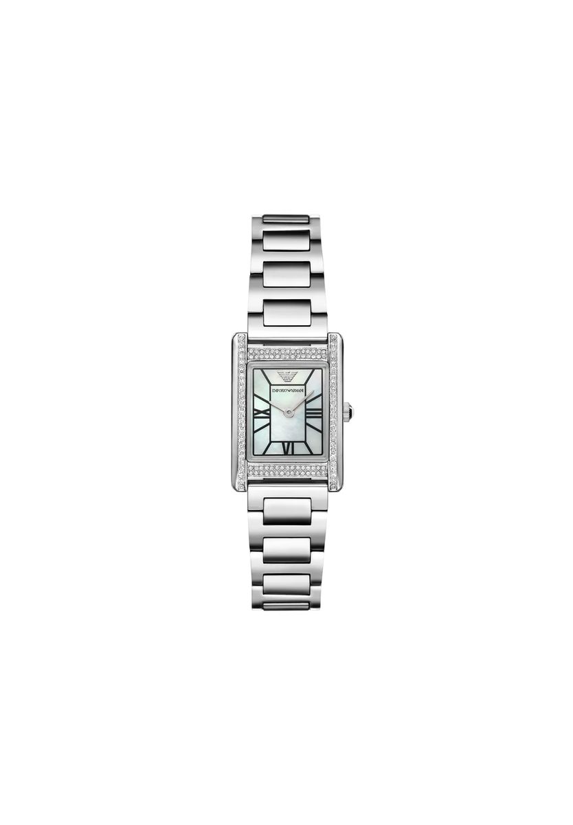 Elegante rechteckige Perlmutt-Armbanduhr