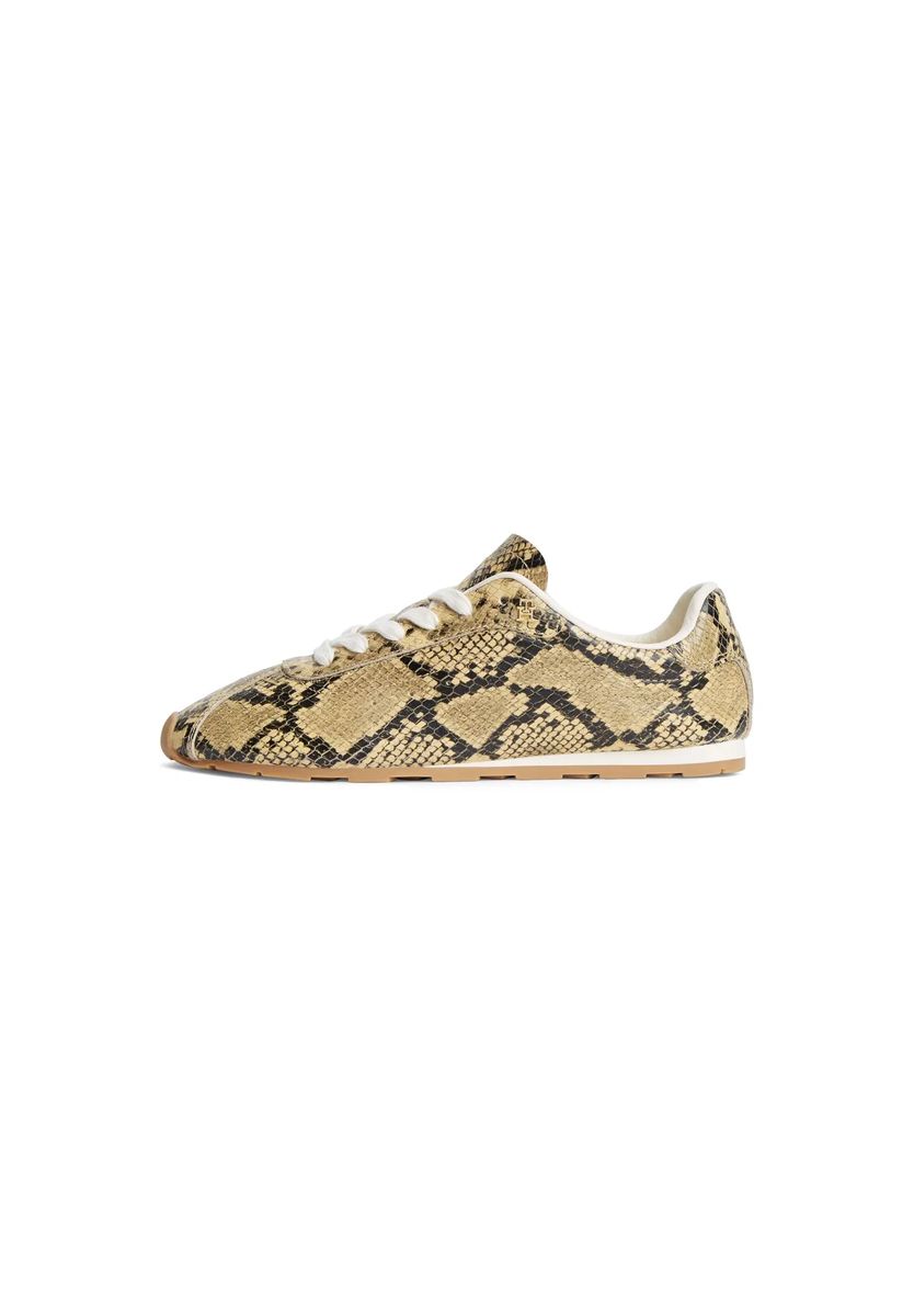 Leder-Sneaker mit Schlangenmuster