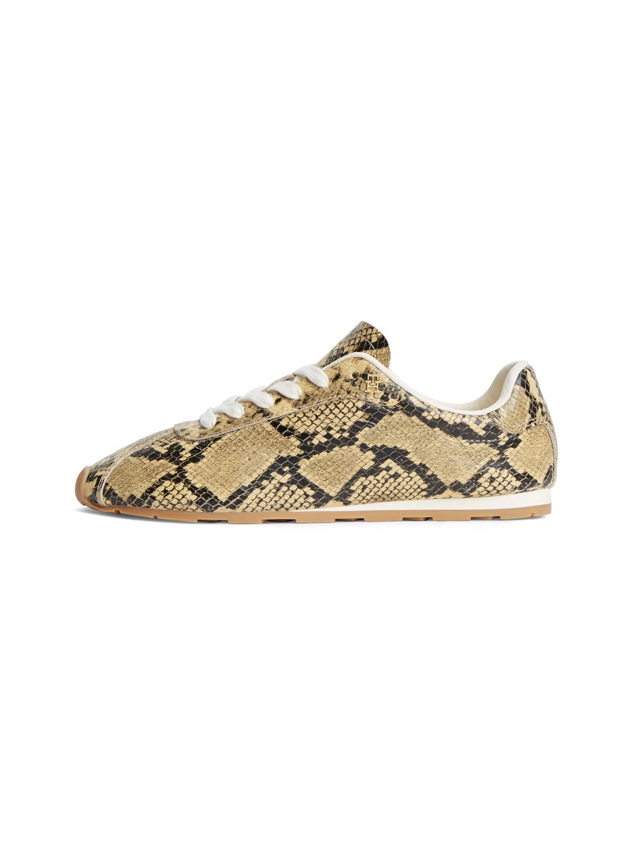 Leder-Sneaker mit Schlangenmuster