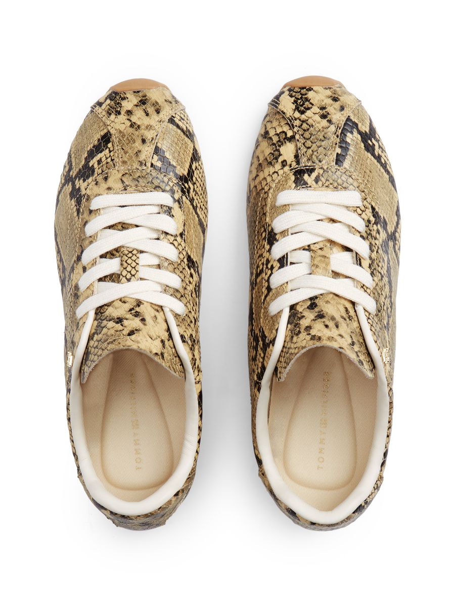 Leder-Sneaker mit Schlangenmuster